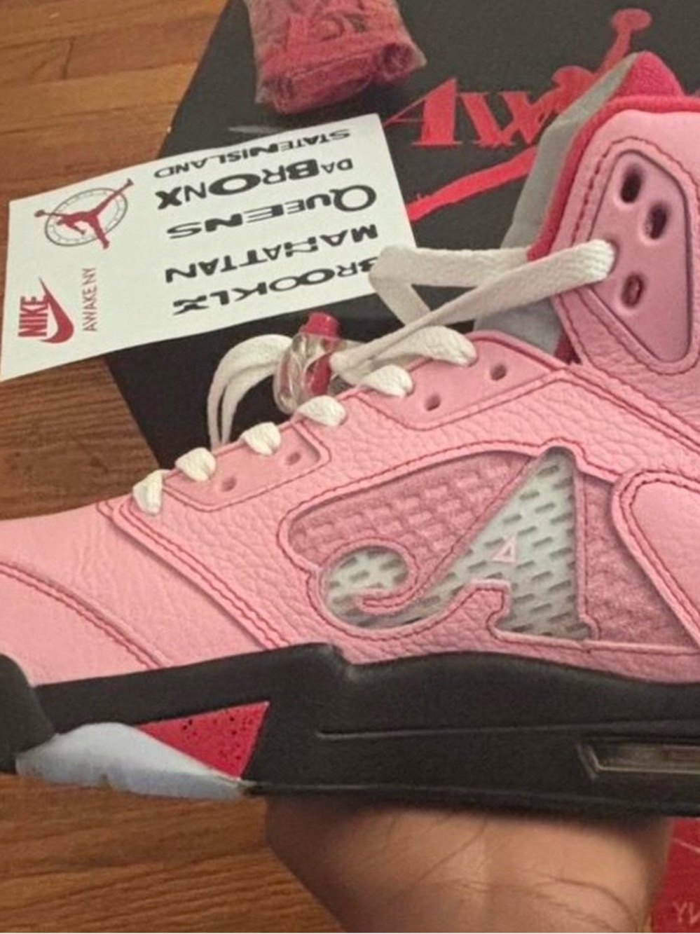 Pink High-Top Sneaker with Red Accents - Picture 4 of 6